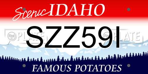 SZZ59I Idaho License Plate