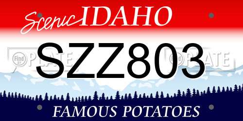 SZZ803 Idaho License Plate