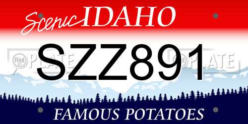 SZZ891 Idaho License Plate
