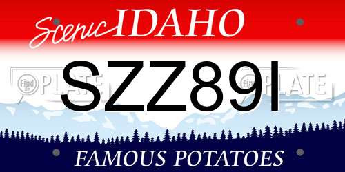 SZZ89I Idaho License Plate