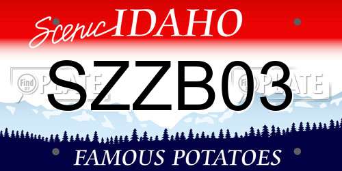 SZZB03 Idaho License Plate