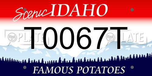 T0067T Idaho License Plate