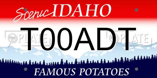 T00ADT Idaho License Plate
