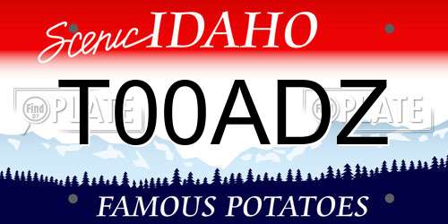 T00ADZ Idaho License Plate