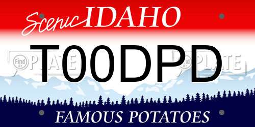 T00DPD Idaho License Plate
