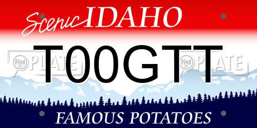 T00GTT Idaho License Plate