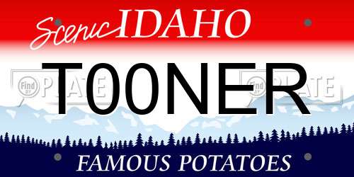 T00NER Idaho License Plate