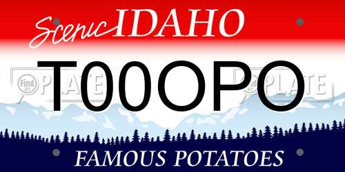 T00OPO Idaho License Plate