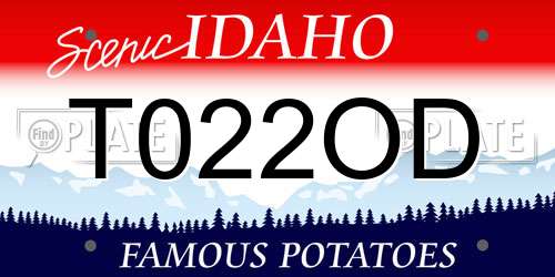 T022OD Idaho License Plate