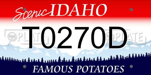 T0270D Idaho License Plate