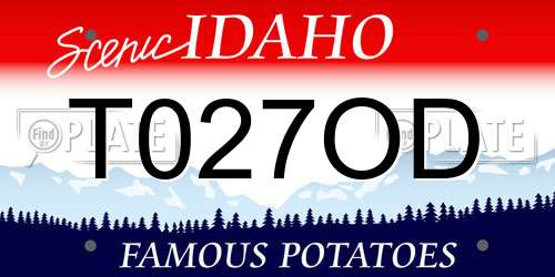 T027OD Idaho License Plate