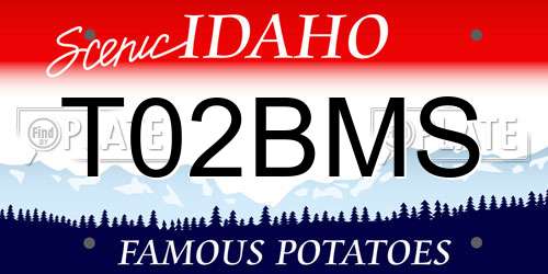 T02BMS Idaho License Plate