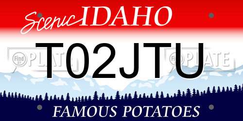 T02JTU Idaho License Plate
