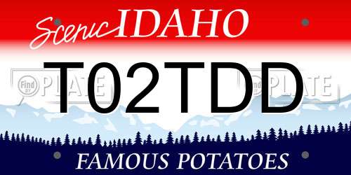 T02TDD Idaho License Plate