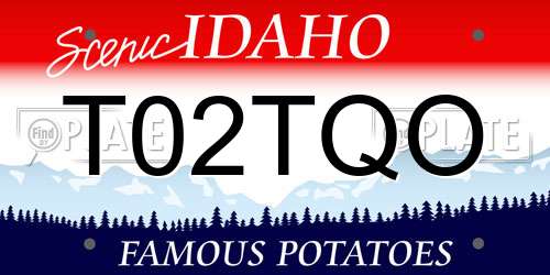 T02TQO Idaho License Plate