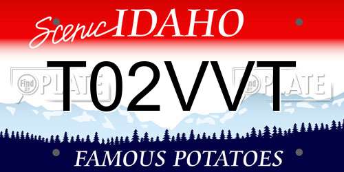 T02VVT Idaho License Plate