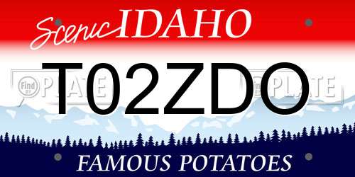 T02ZDO Idaho License Plate