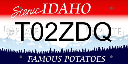 T02ZDQ Idaho License Plate