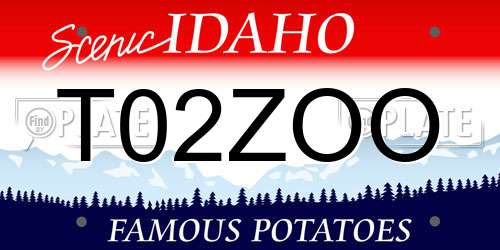 T02ZOO Idaho License Plate
