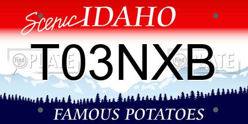 T03NXB Idaho License Plate