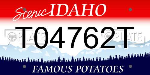 T04762T Idaho License Plate