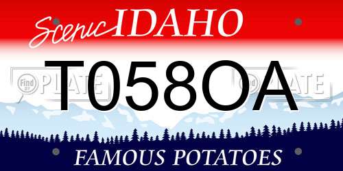 T058OA Idaho License Plate
