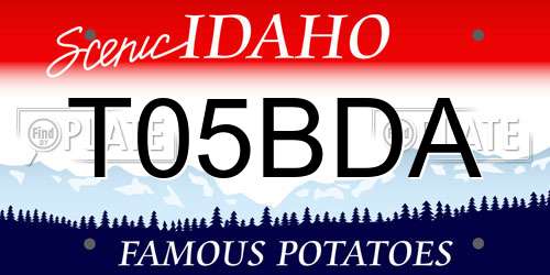 T05BDA Idaho License Plate
