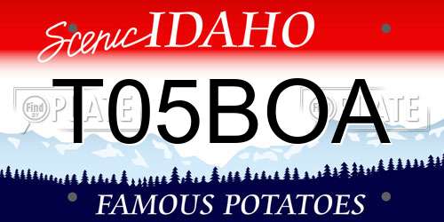 T05BOA Idaho License Plate