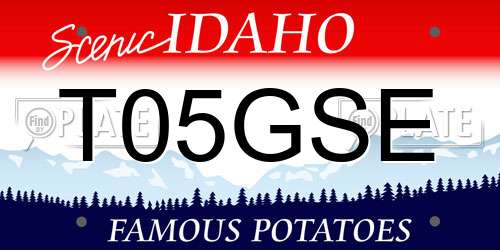 T05GSE Idaho License Plate