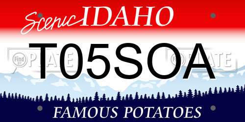 T05SOA Idaho License Plate