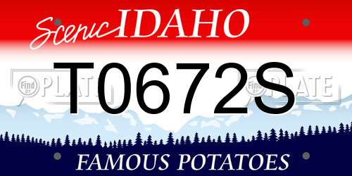 T0672S Idaho License Plate
