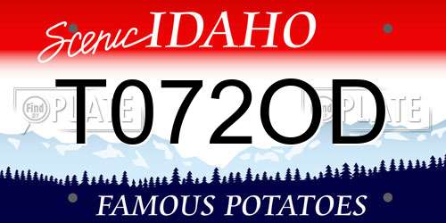 T072OD Idaho License Plate