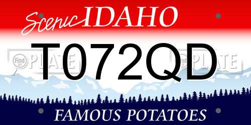 T072QD Idaho License Plate