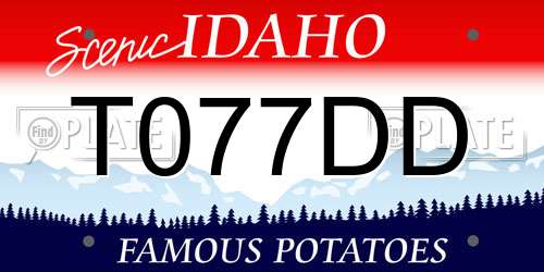 T077DD Idaho License Plate