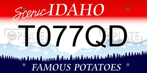 T077QD Idaho License Plate