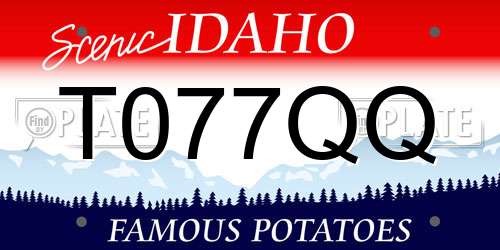 T077QQ Idaho License Plate