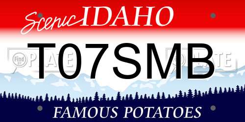 T07SMB Idaho License Plate