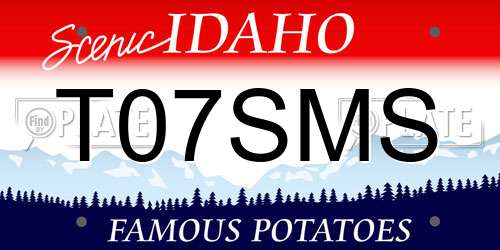 T07SMS Idaho License Plate
