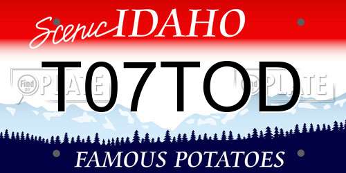 T07TOD Idaho License Plate