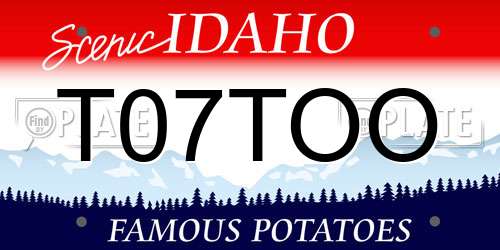 T07TOO Idaho License Plate