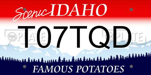 T07TQD Idaho License Plate