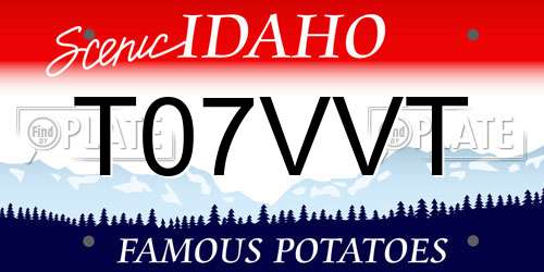 T07VVT Idaho License Plate
