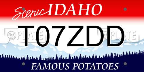 T07ZDD Idaho License Plate