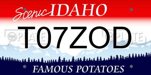 T07ZOD Idaho License Plate