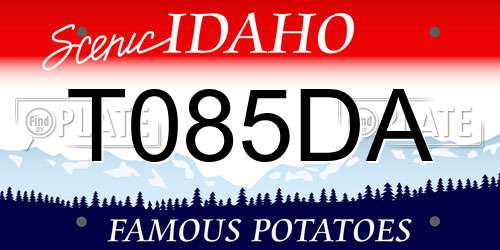 T085DA Idaho License Plate