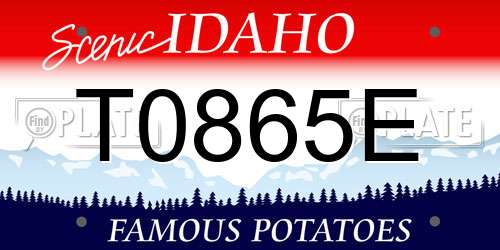 T0865E Idaho License Plate