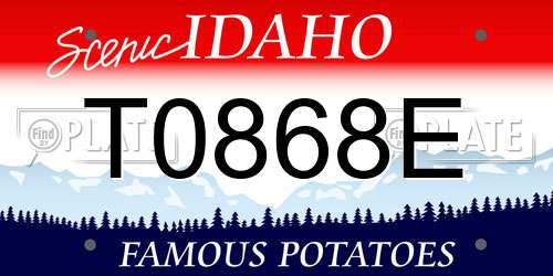 T0868E Idaho License Plate
