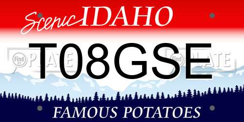 T08GSE Idaho License Plate