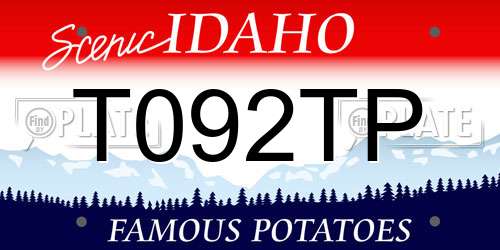 T092TP Idaho License Plate