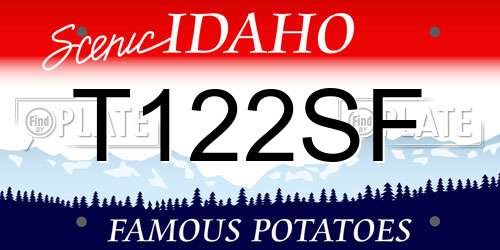 T122SF Idaho License Plate